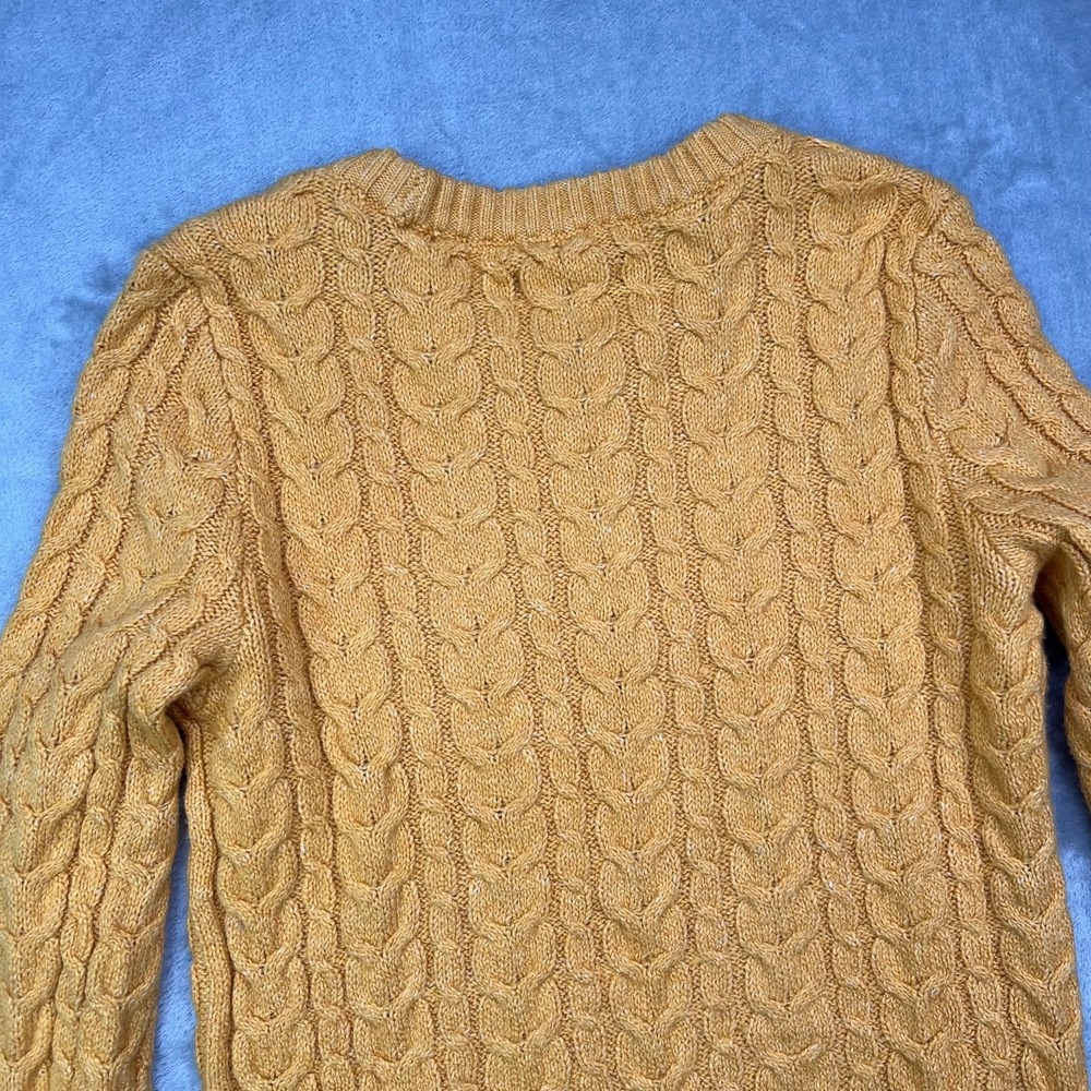 American Eagle AE Fisherman Crew Neck Sweater‎ Womens Medium Yellow Cable Knit - Picture 10 of 10